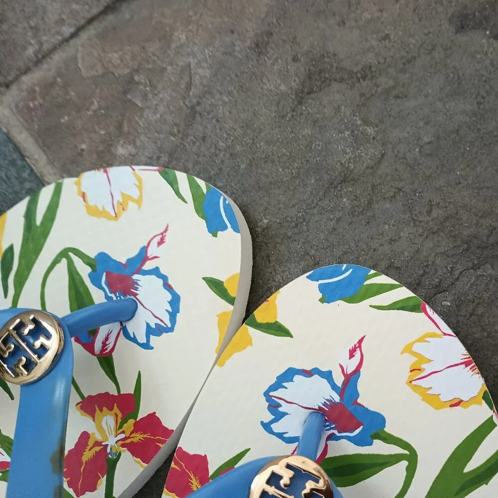 Tory Burch Iris Blue Floral Flip flop Sandal